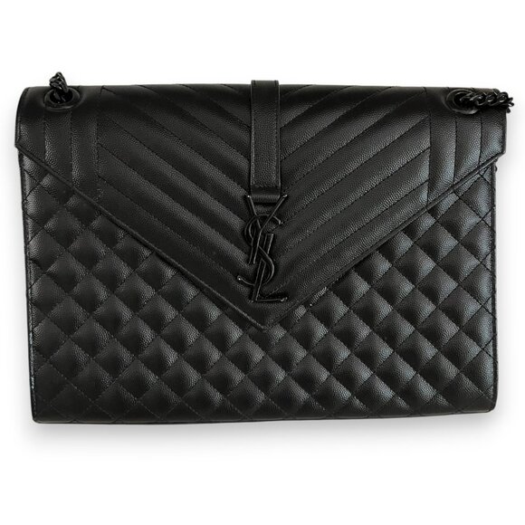 Saint Laurent YSL Monogram Triquilt Envelope Shoulder Bag, Large - Picture 1 of 6